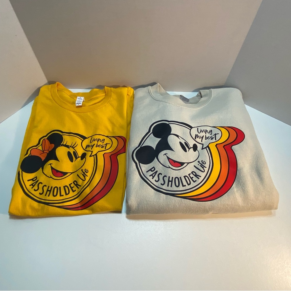 Living My Best Passholder Life T-shirt Sweatshirt Womens Small Disney Minnie Lot